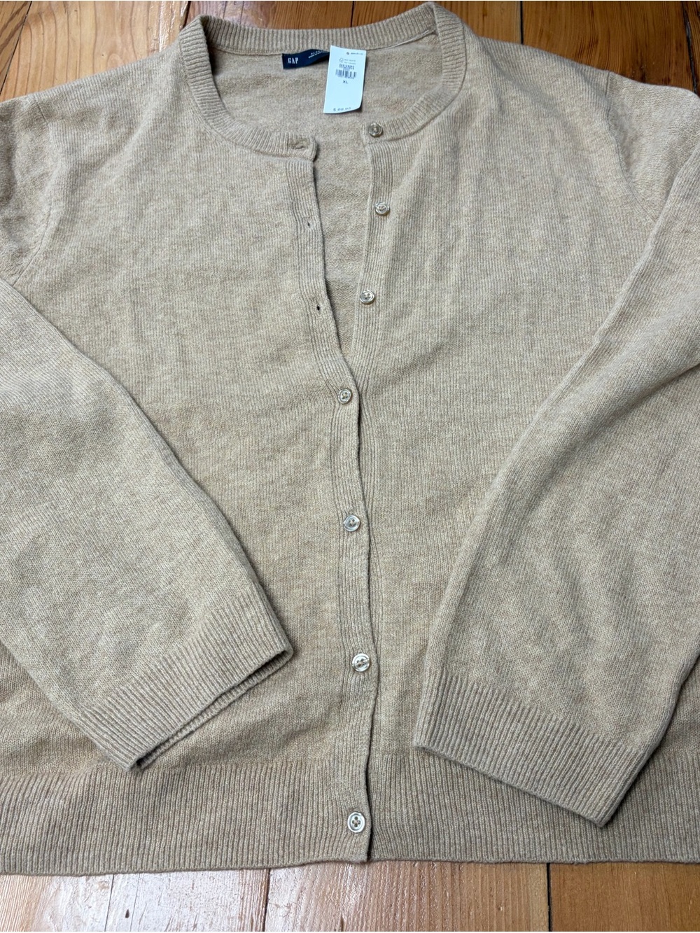 NWT GAP XL Camel Color Crewneck Button Cardigan